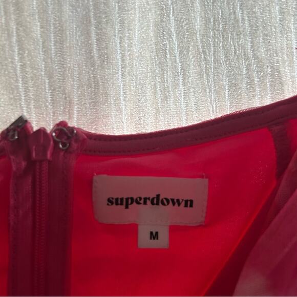 Superdown Revolve Ivanna Strapless‎ Mini Dress Hot Pink Tie Dye Ruched Size M - Picture 4 of 7